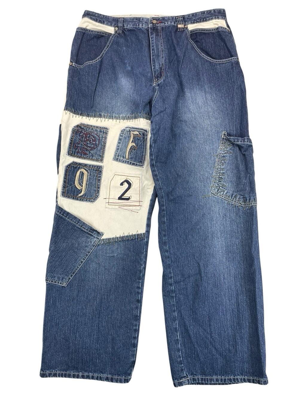 VTG Y2K 90s Phat Farm Baggy Wide Leg Denim Jeans Mens 38x32 Hip Hop Skater